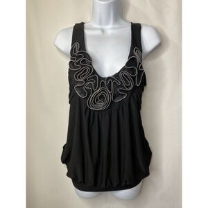 Vintage Y2K Dots Womens Tank Top Size 1X Zipper Embellishment Goth Witchy Punk